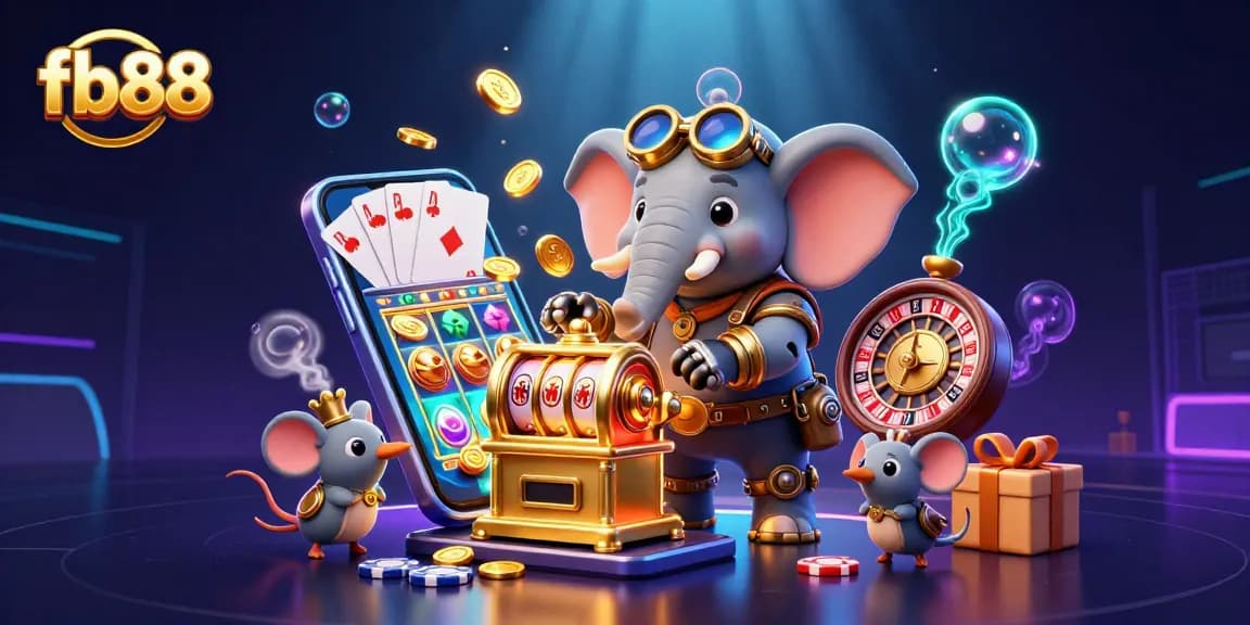 Experience the lively world of fb88 with our steampunk elephant engineer at the slot machine.