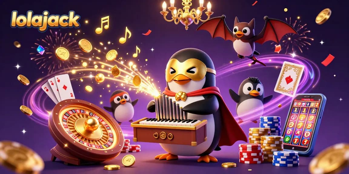 Experience the thrill of gaming at lolajack casino with golden coins cascading from an organ.