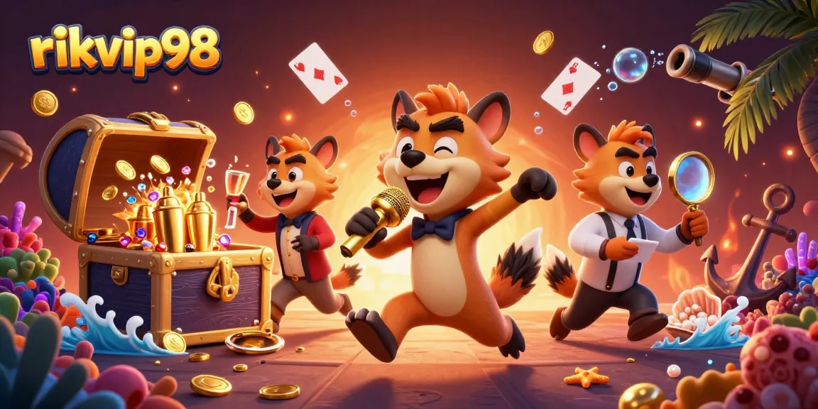Experience the fun at rikvip98 with vibrant hyena characters in a casino setting.